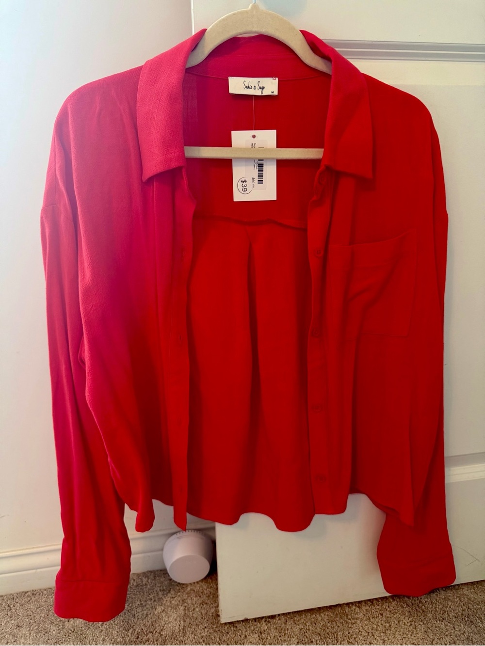Sadie & Sage Vibrant Red Button-Down Shirt